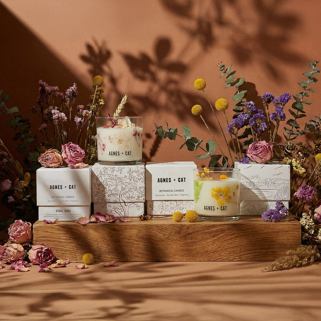 Bougie botanique en cire de soja – Roses de Sawrey – Agnes + Cat
