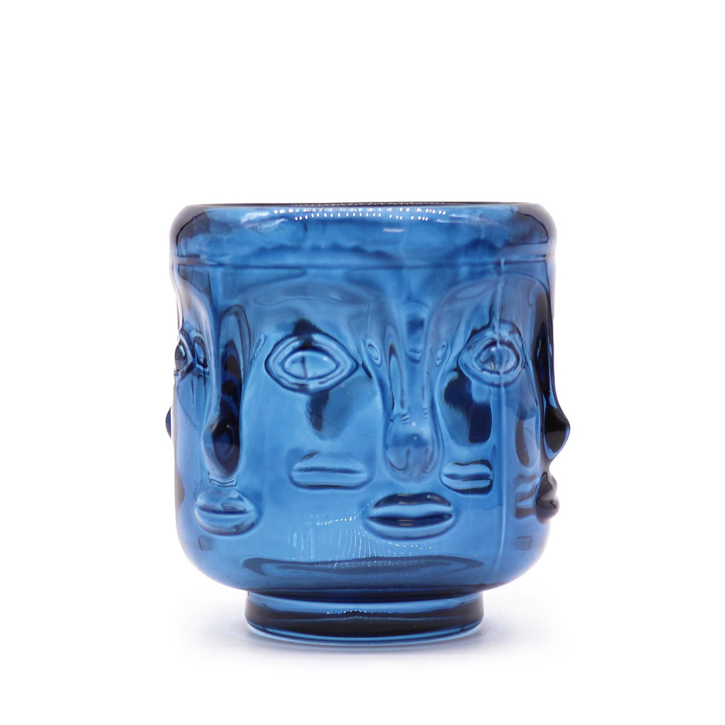 Pot à bougie à motifs de Bouddha - Bleu royal