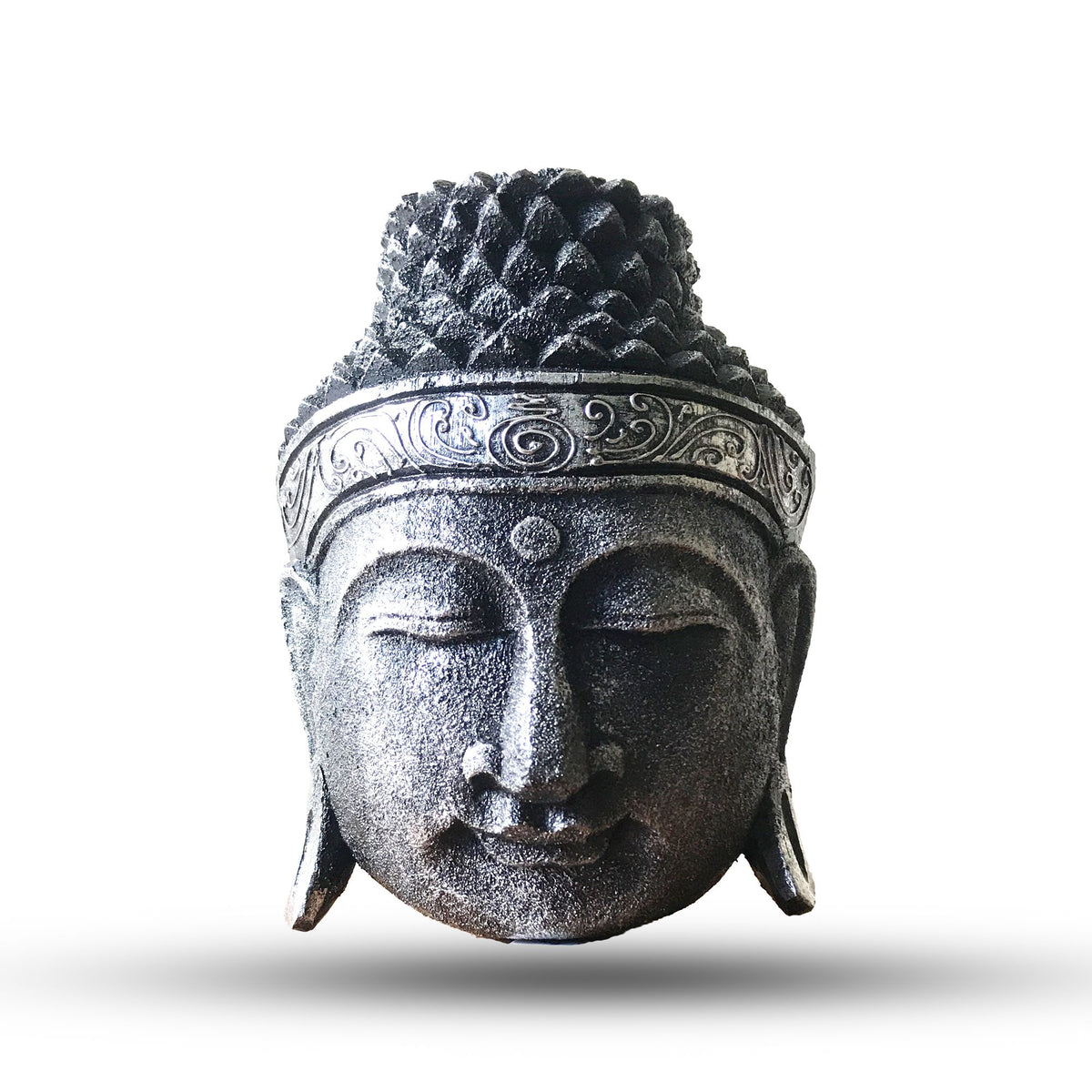 Tête de Bouddha décorative - 25 cm - Argent brillant
