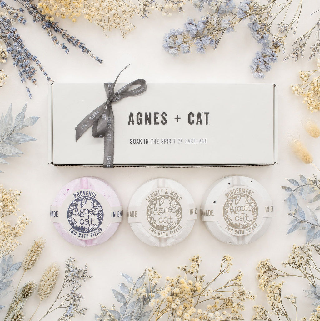 Coffret cadeau de galets de bain effervescents – Parfums signature – Agnes + Cat