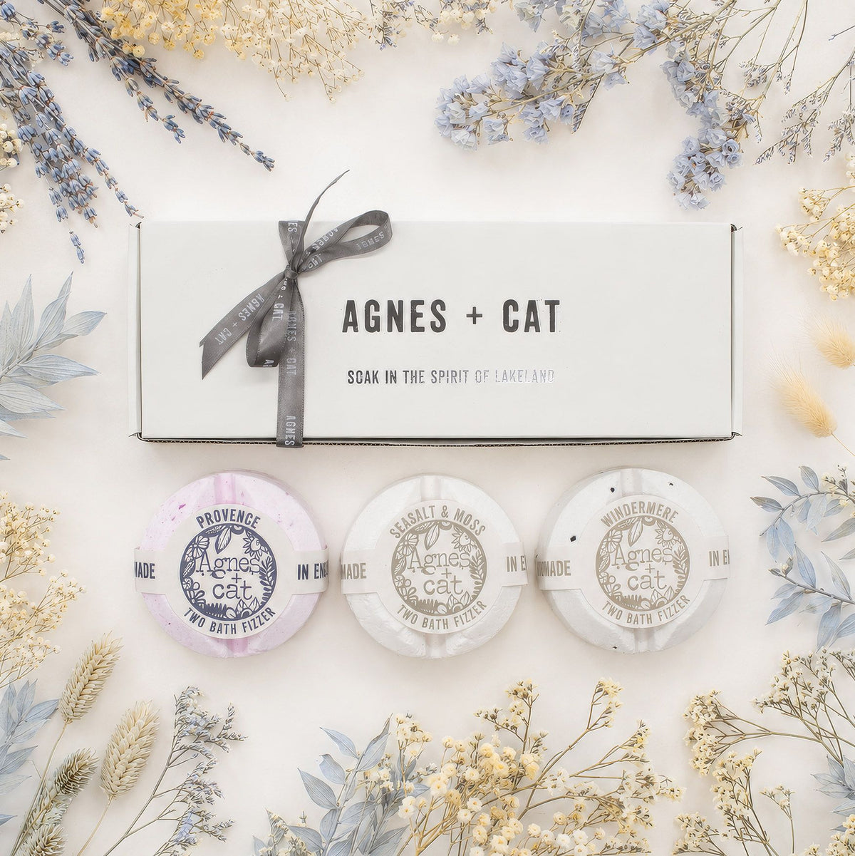 Coffret cadeau de galets de bain effervescents – Parfums signature – Agnes + Cat