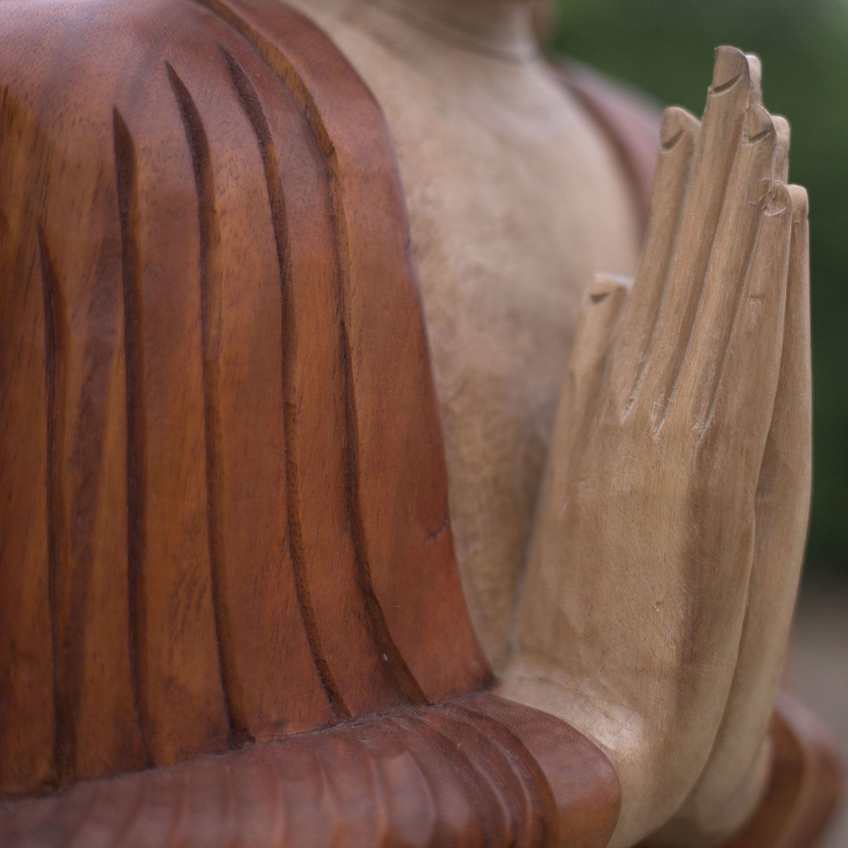 Statue de Bouddha sculptée à la main - 30 cm Mains en bas