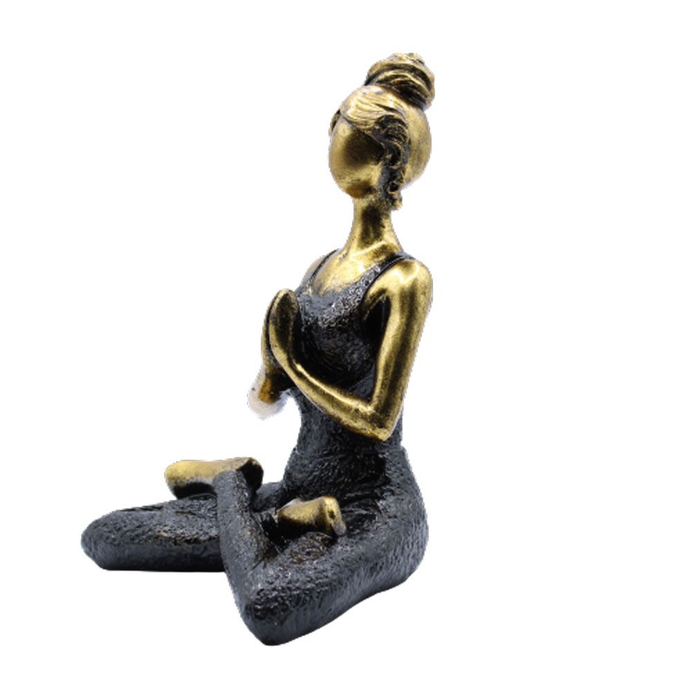 Figurine de femme pratiquant le yoga - Bronze et noir 24 cm