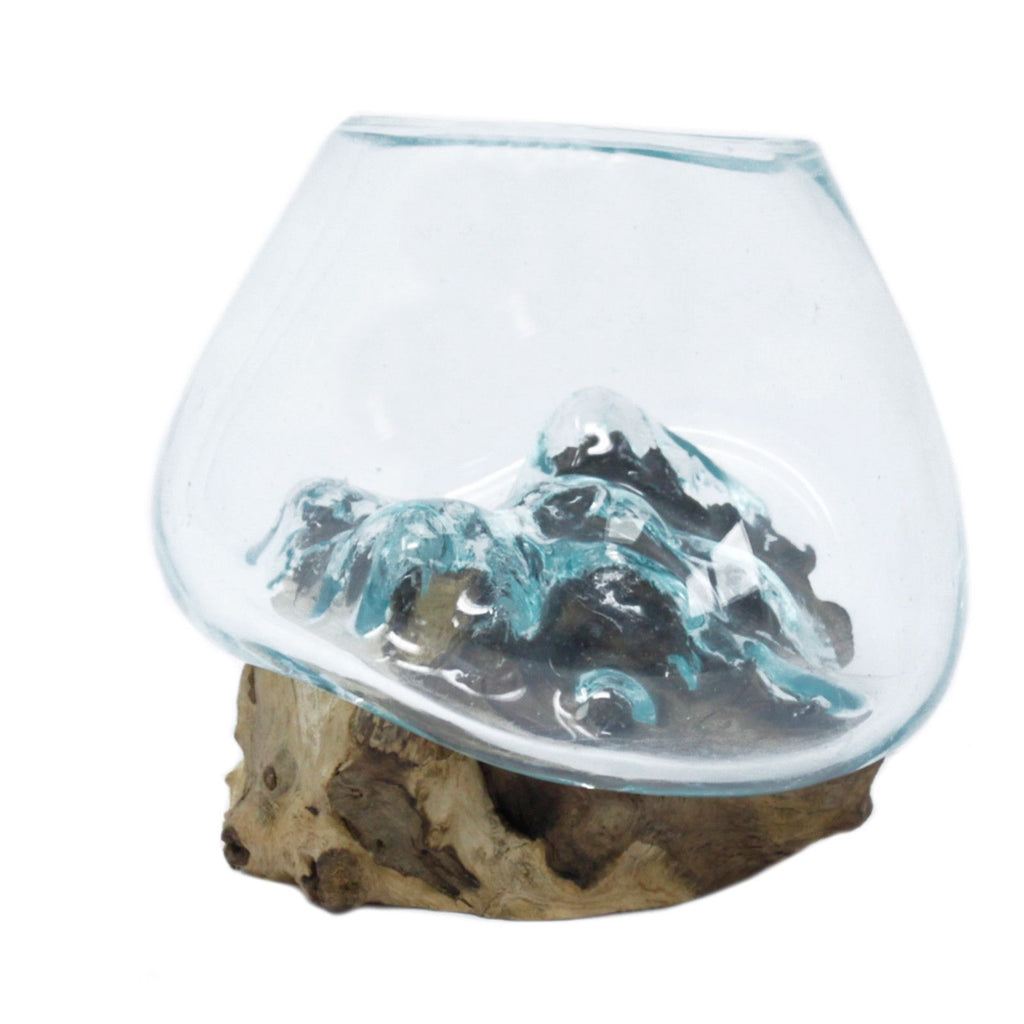 Bol en verre fusionné sur bois