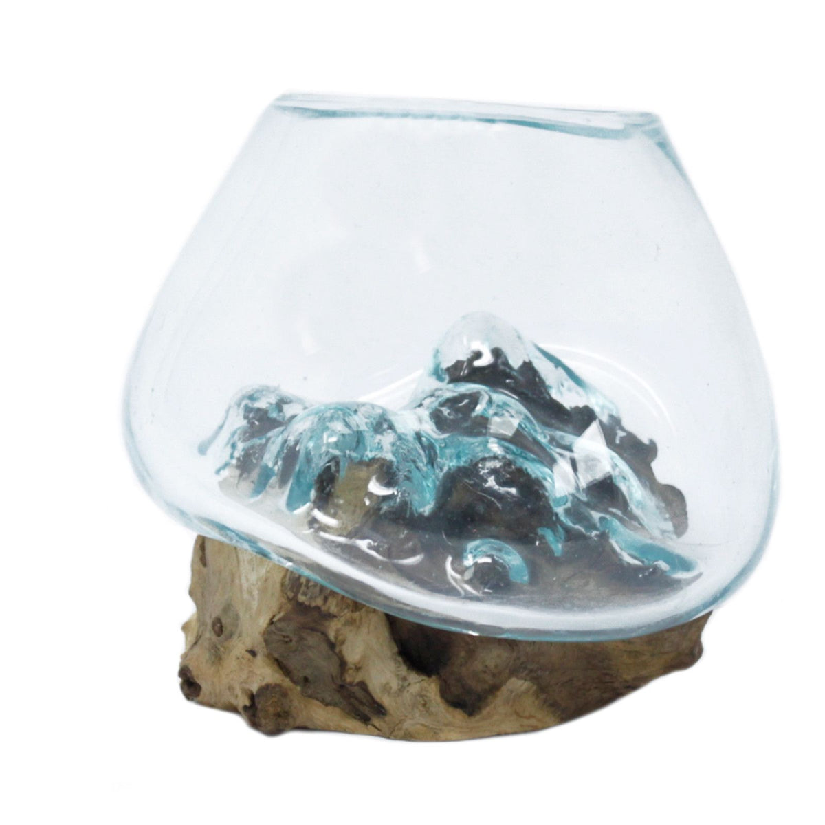 Bol en verre fusionné sur bois