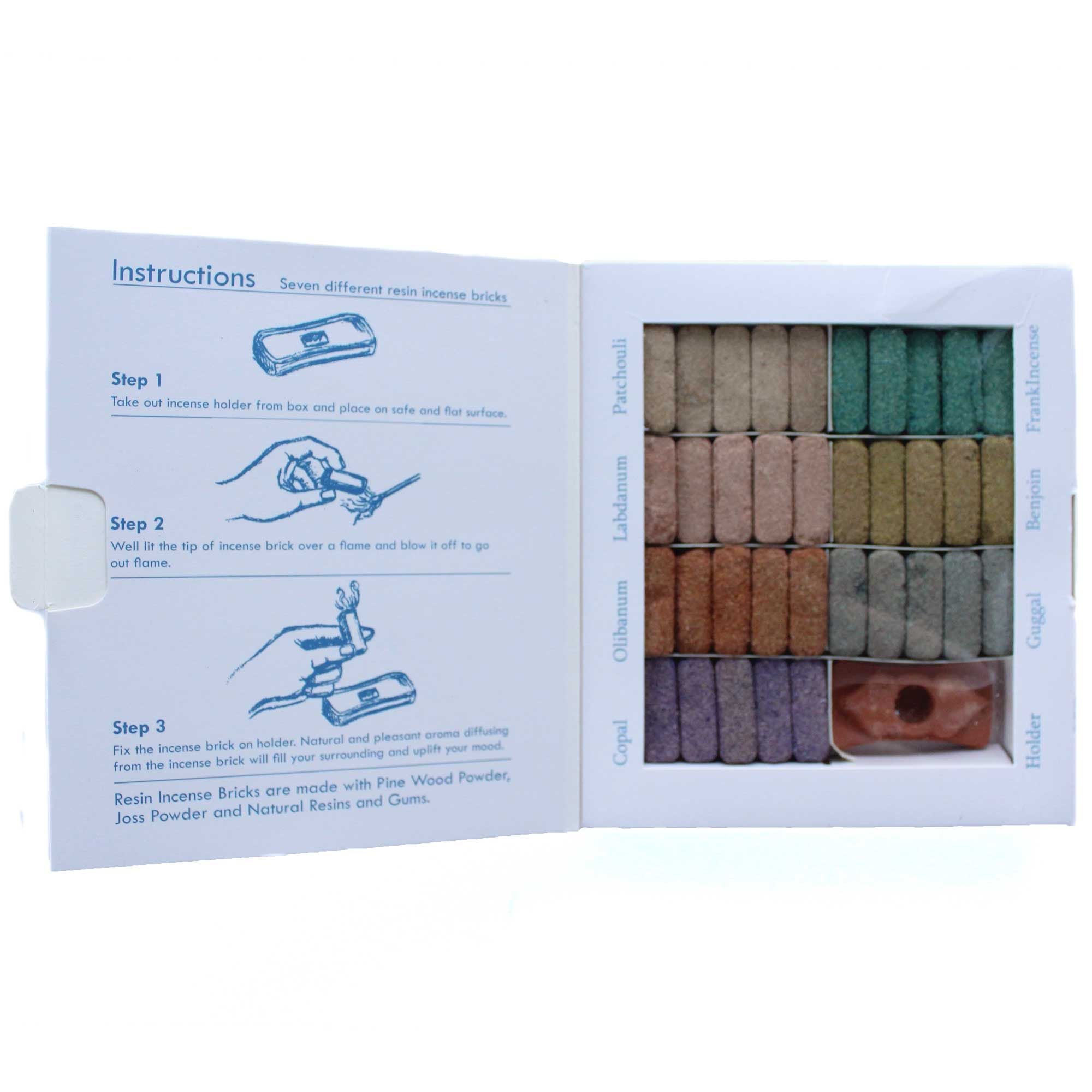 Coffret de présentation de 70 briquettes d'encens et brûleur - Far West