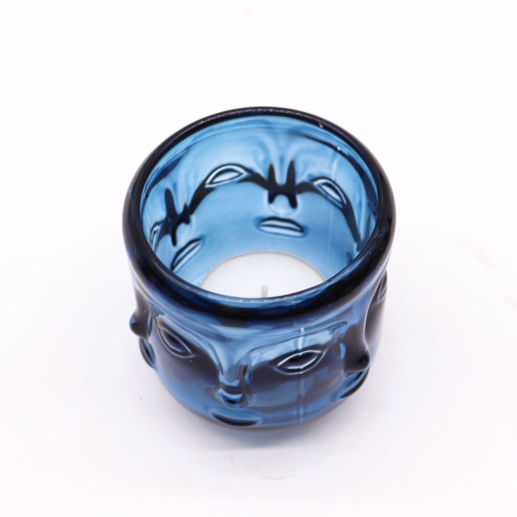 Pot à bougie à motifs de Bouddha - Bleu royal