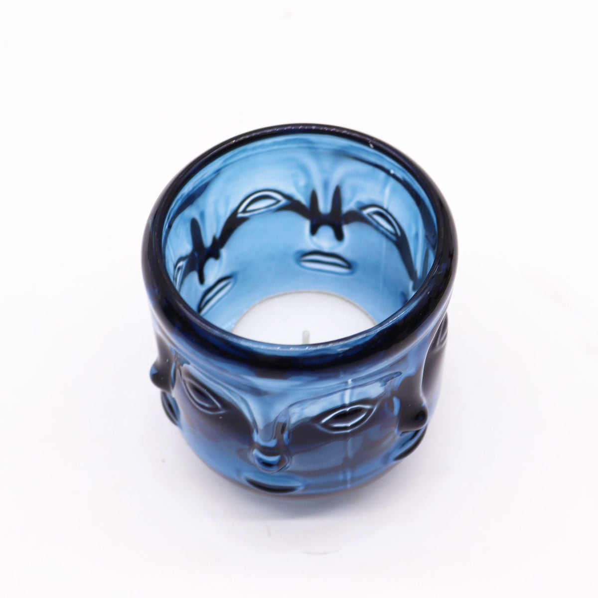 Pot à bougie à motifs de Bouddha - Bleu royal
