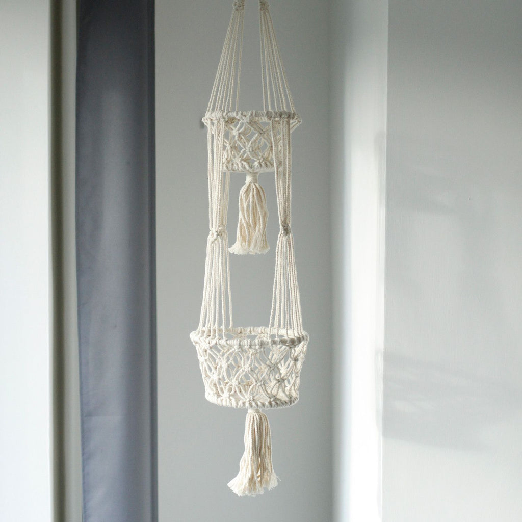 Jardinière en macramé double
