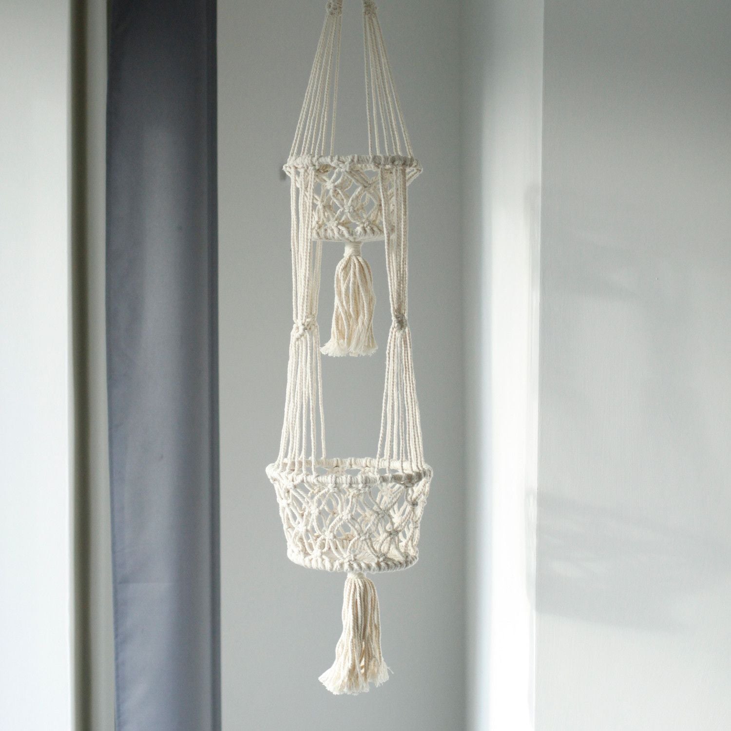 Jardinière en macramé double