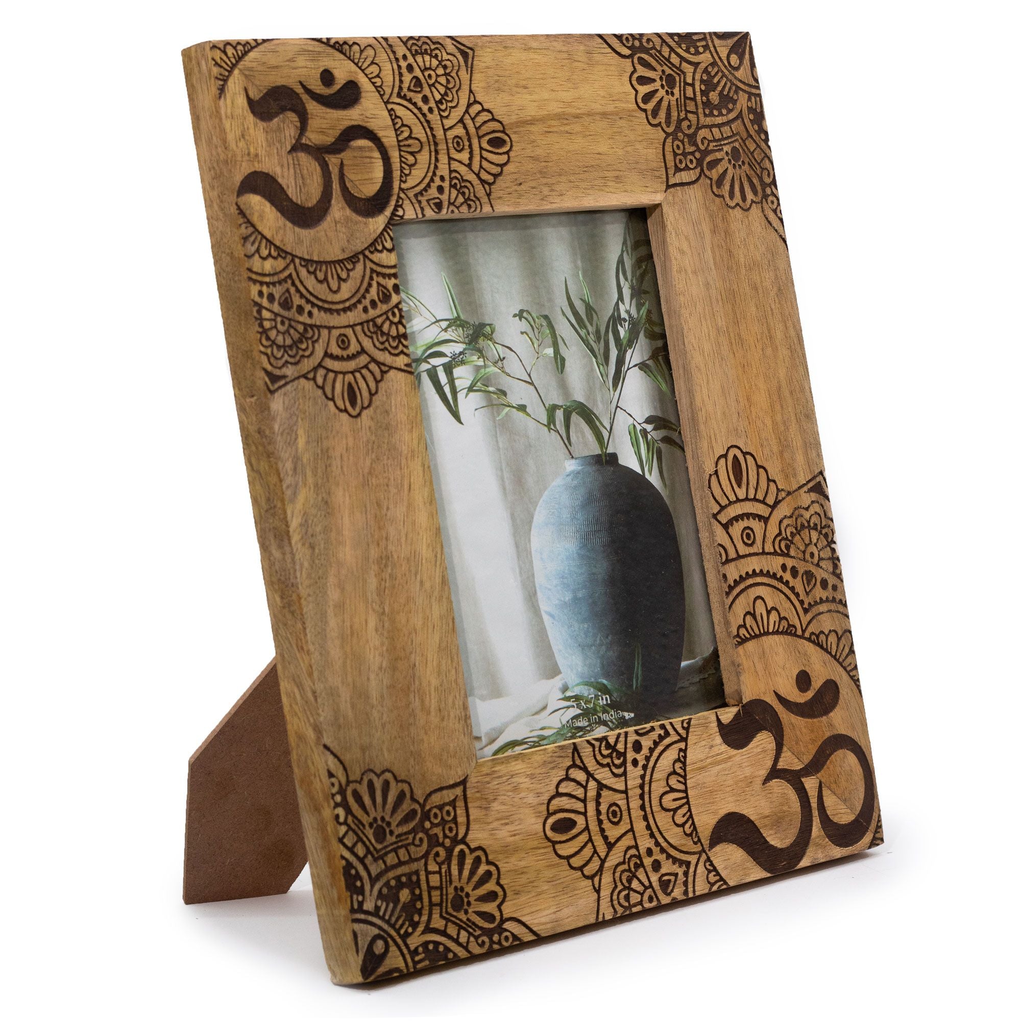 Grand cadre en bois de manguier (pour 13 x 18 cm) 28 x 23 x 2 cm - Mandala noir