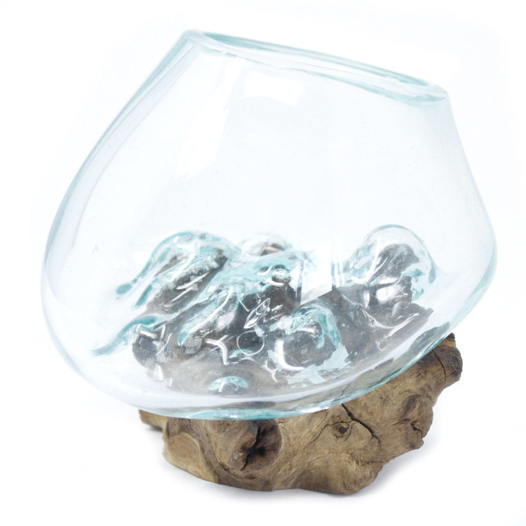 Bol en verre fusionné sur bois