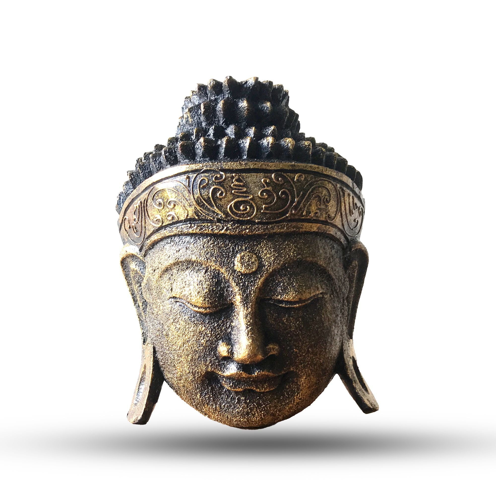Tête de Bouddha décorative - 25 cm - Finition or brillant