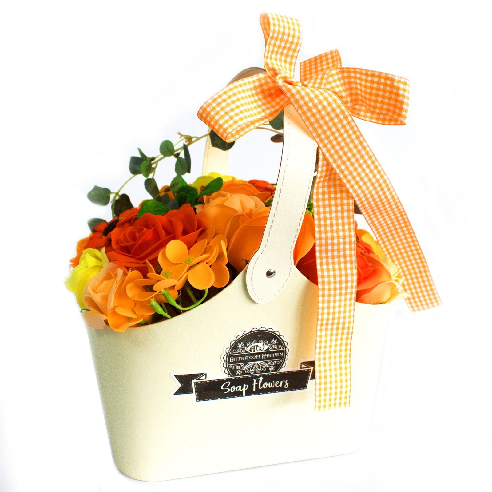 Panier de bouquet de fleurs de savon - orange