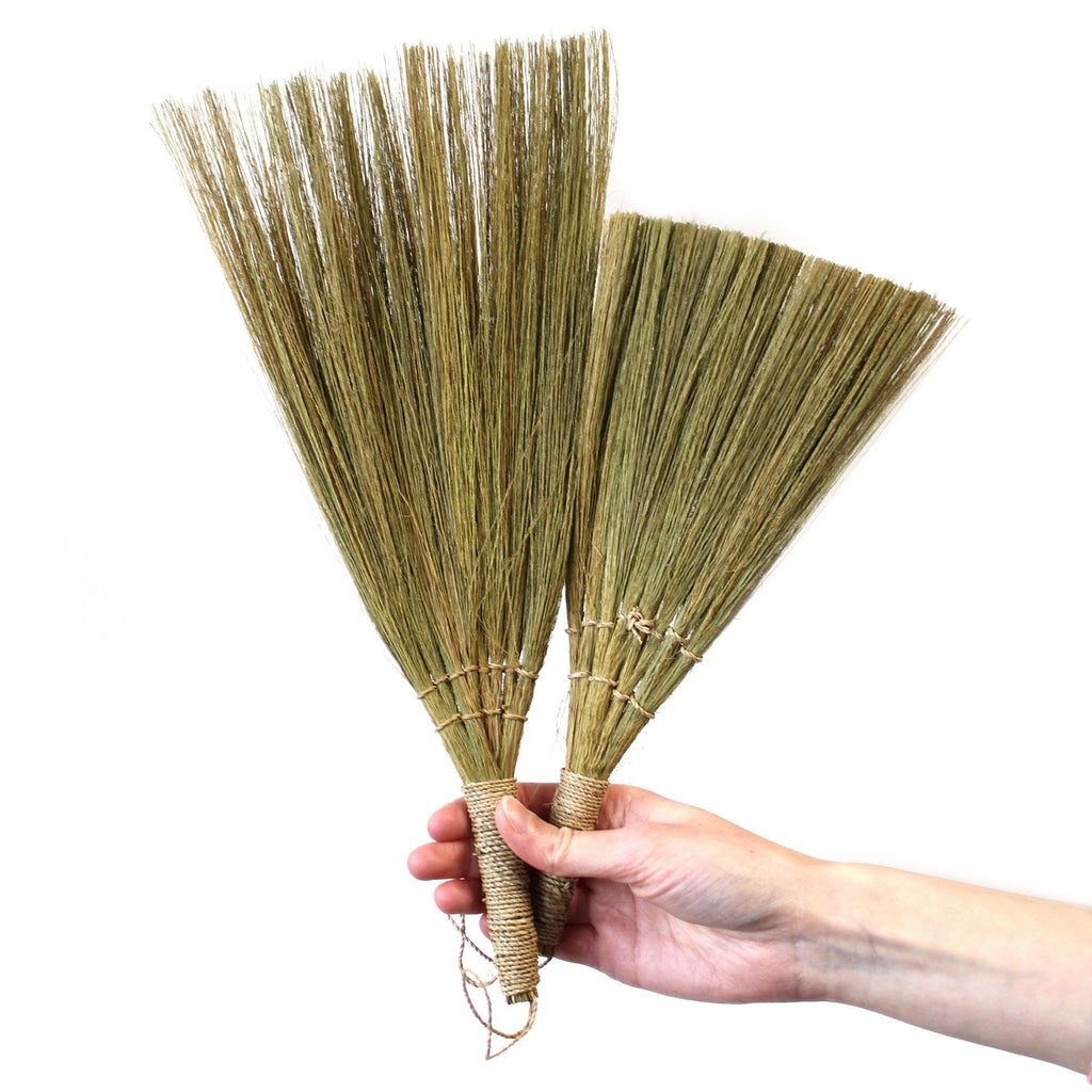 Lot de 4 balais éventails en herbe de la pampa - Tailles assorties naturelles