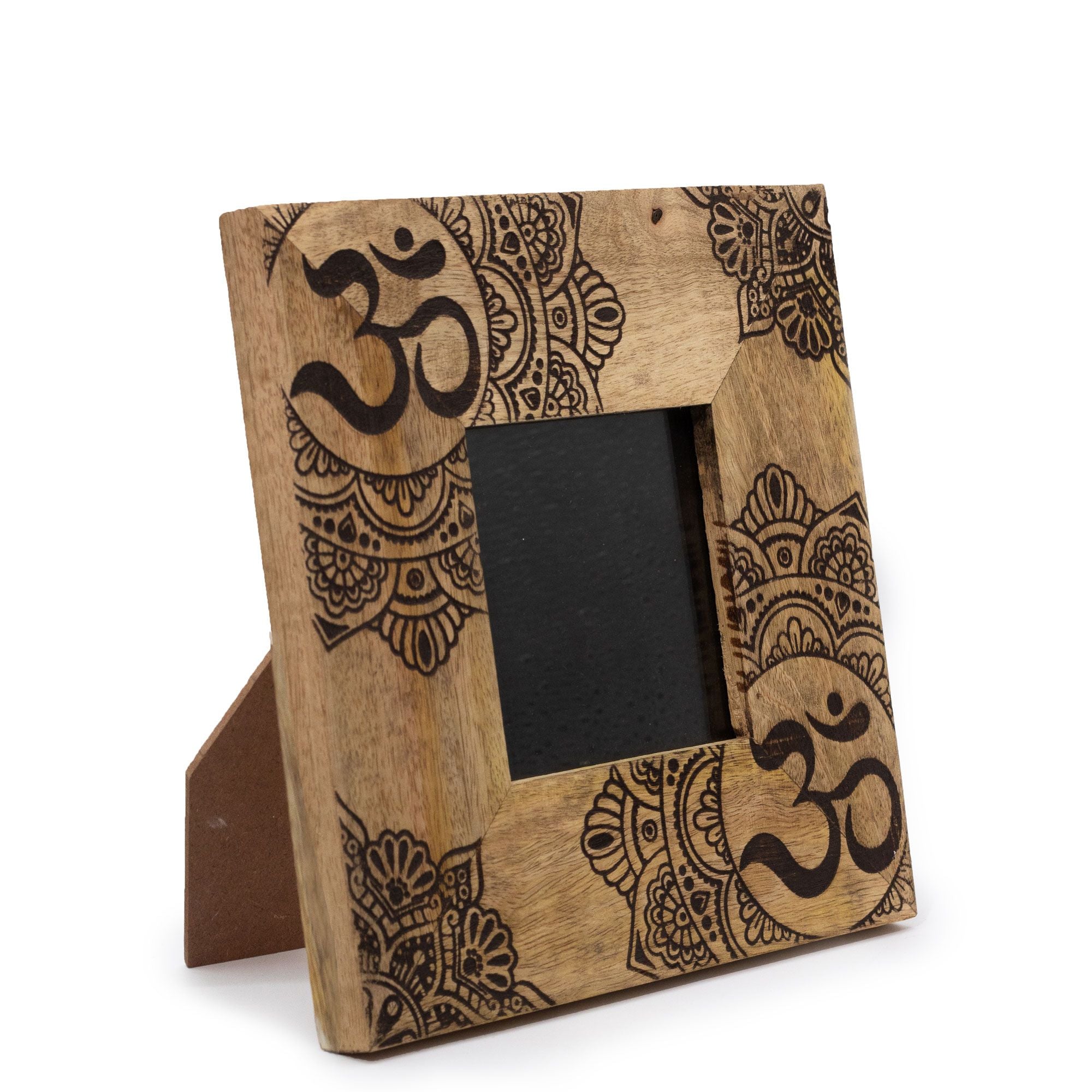 Petit cadre en bois de manguier (pour 10x10cm) 20x20x2cm - Mandala noir