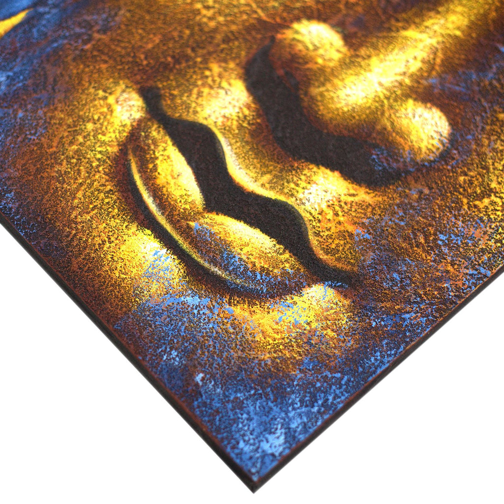 Peinture de Bouddha - Fleur de lotus et visage doré