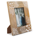 Grand cadre en bois de manguier (pour 13 x 18 cm) 28 x 23 x 2 cm - Mandala blanc