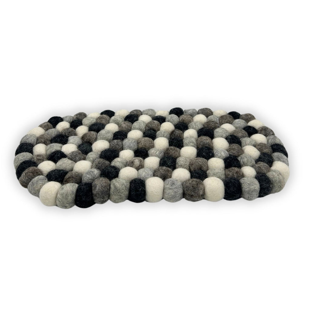 Tapis de table ovale en feutrine - 38 x 18 cm, gris multicolore