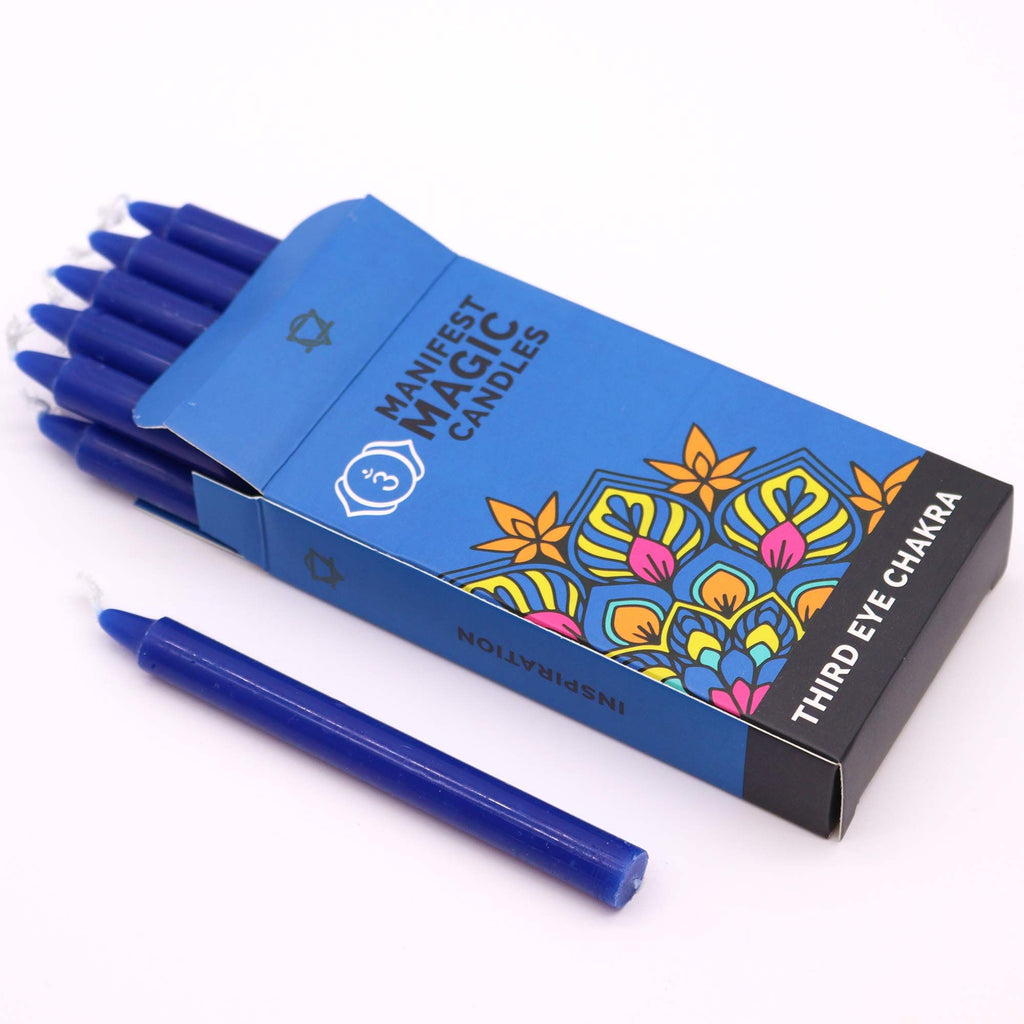 Bougies Manifest Magic (lot de 12) - Bleu foncé - Chakra du troisième œil