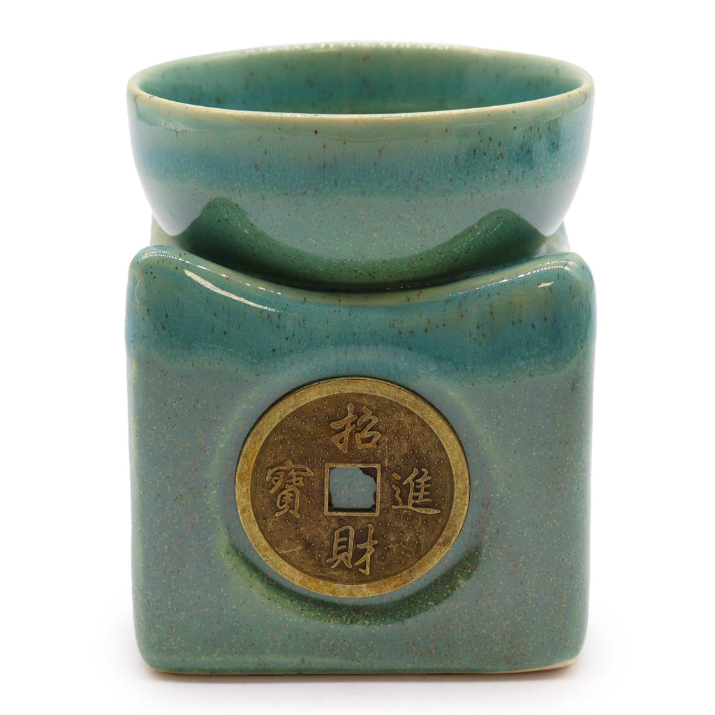 Grand brûleur d'huile porte-bonheur en jade
