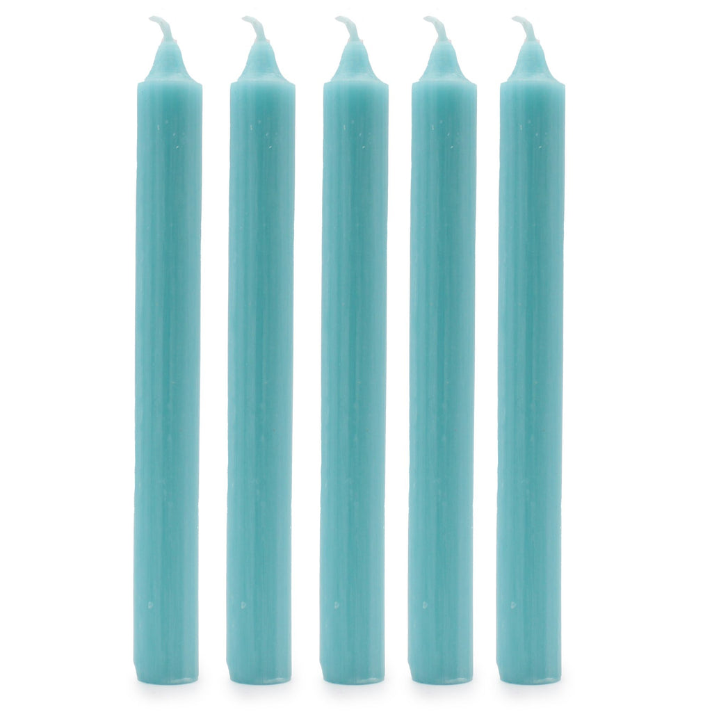 Bougies en vrac de couleur unie - Bleu aqua rustique - Lot de 10