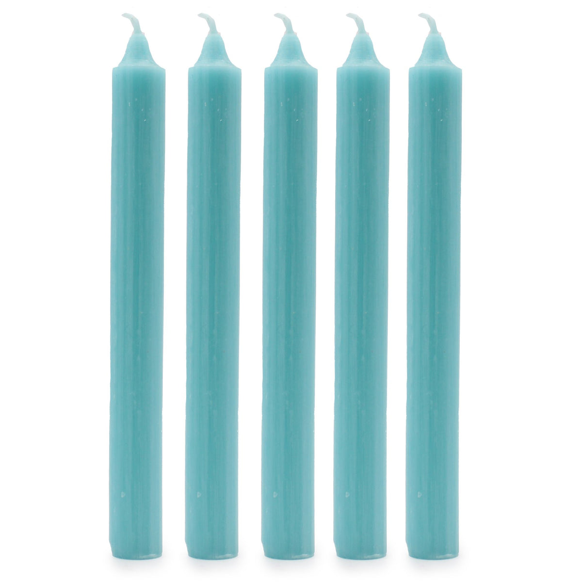 Bougies en vrac de couleur unie - Bleu aqua rustique - Lot de 10