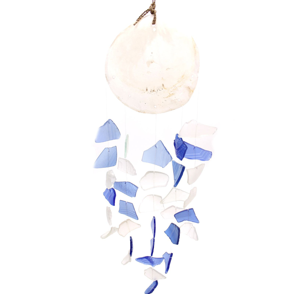Carillon éolien en verre recyclé - Bleu et blanc