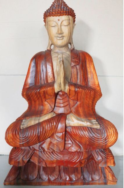 Statue de Bouddha sculptée à la main - 80 cm Bienvenue