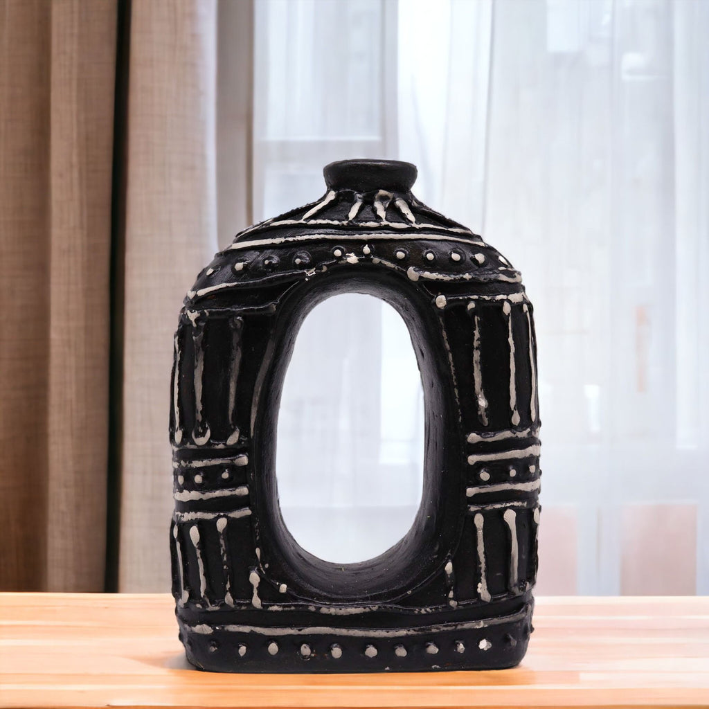 Vase ovale en forme de donut - Chocolat 23 cm