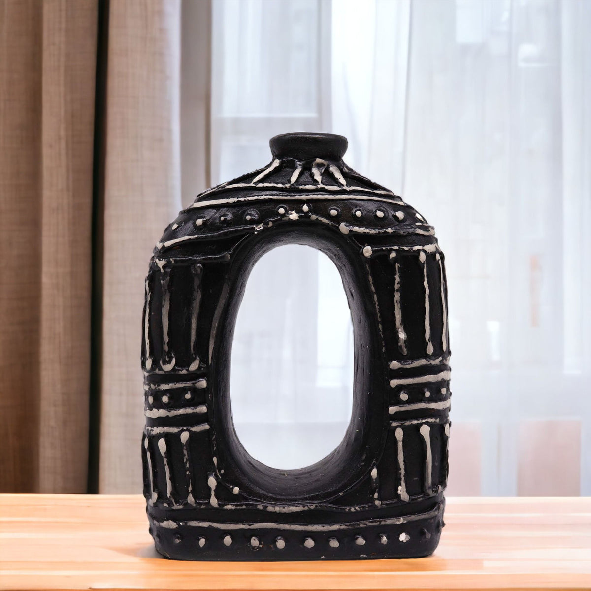 Vase ovale en forme de donut - Chocolat 23 cm