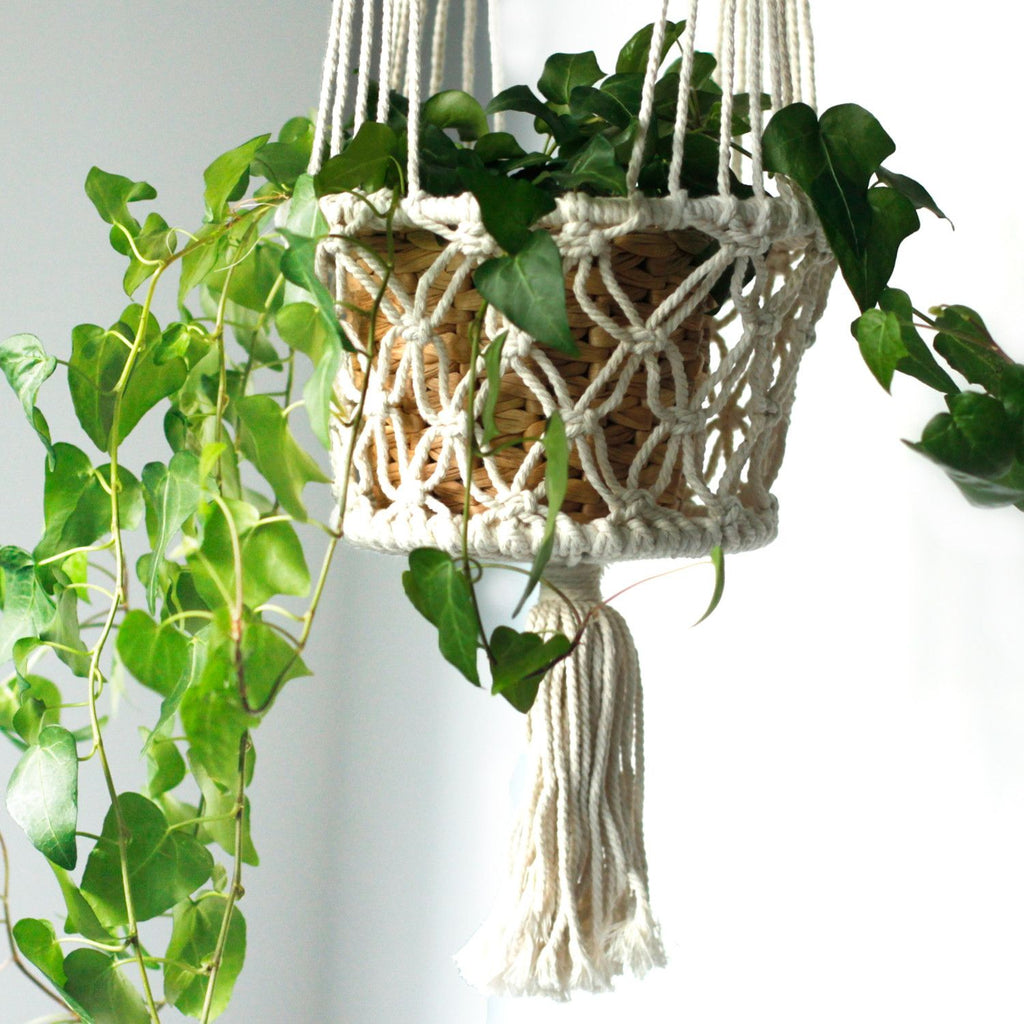 Jardinière en macramé double