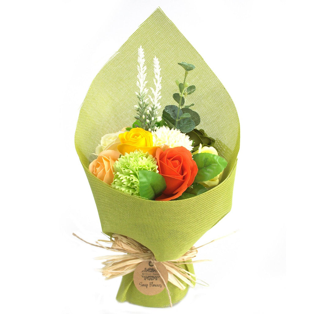 Bouquet de fleurs de savon - vert et jaune