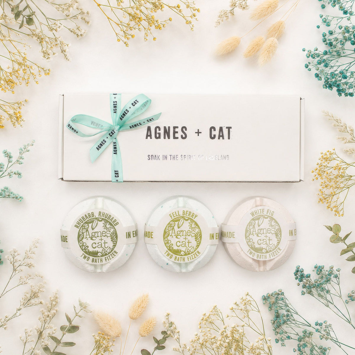 Coffret cadeau de galets de bain effervescents – Baies et figue – Agnes + Cat