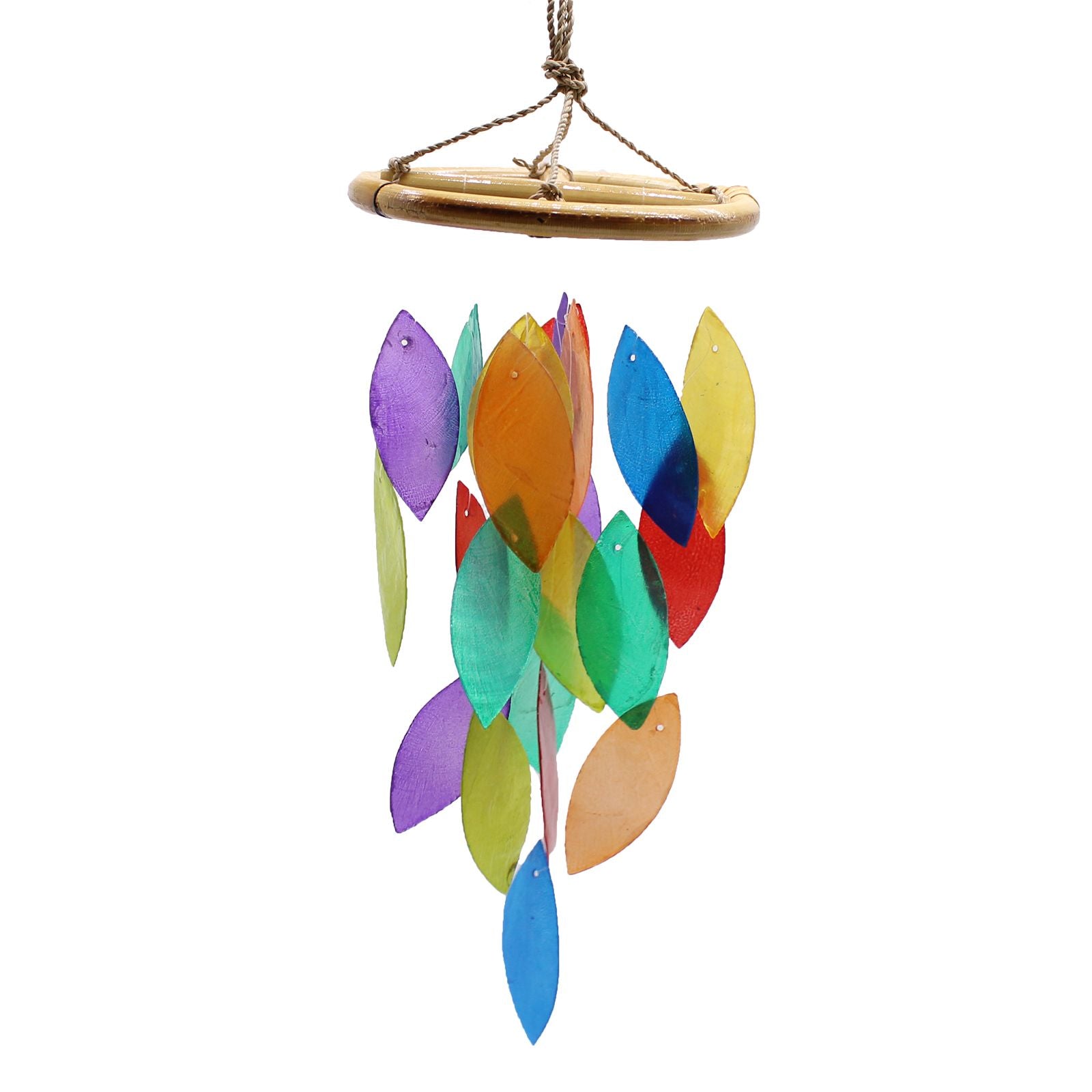 Carillon éolien en bois - Feuilles arc-en-ciel et bambou