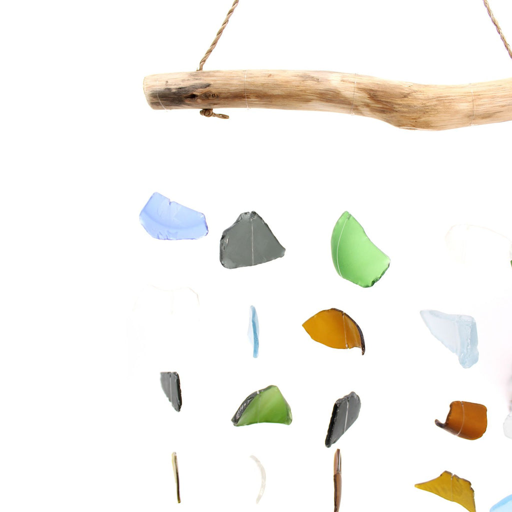 Carillon éolien en verre recyclé - Cinq cordes - Multi