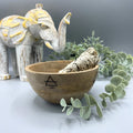 Bol en bois pour offrandes et rituels - Les quatre éléments - 13 x 7 cm