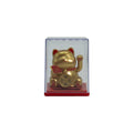 Chat porte-bonheur miniature solaire en boîte - Or