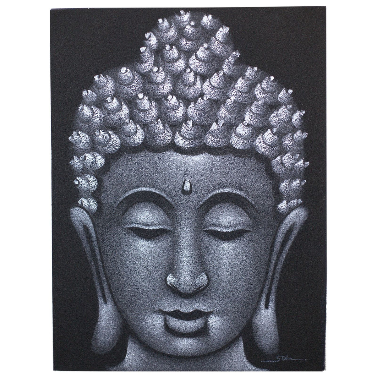 Tableau de Bouddha - Finition grise et sable