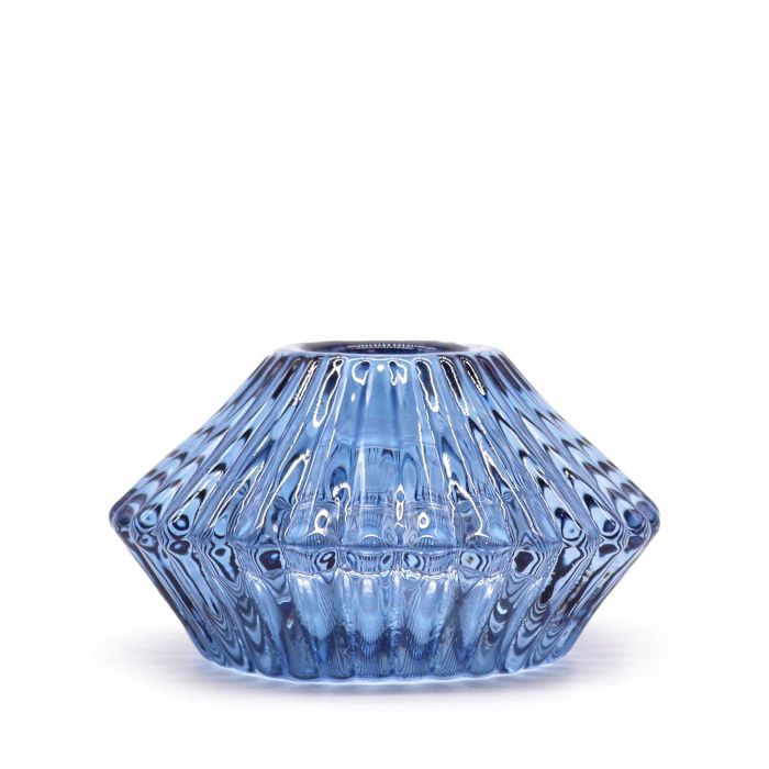 Bougeoir réversible à motif floral pour bougie de table/thé - Bleu