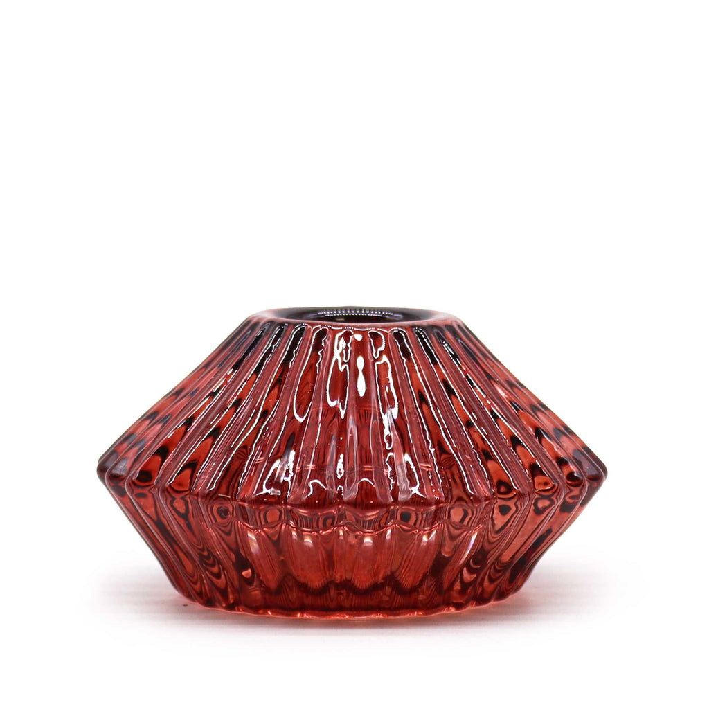 Bougeoir réversible à motif floral pour bougie de table/thé - Rouge Vampire