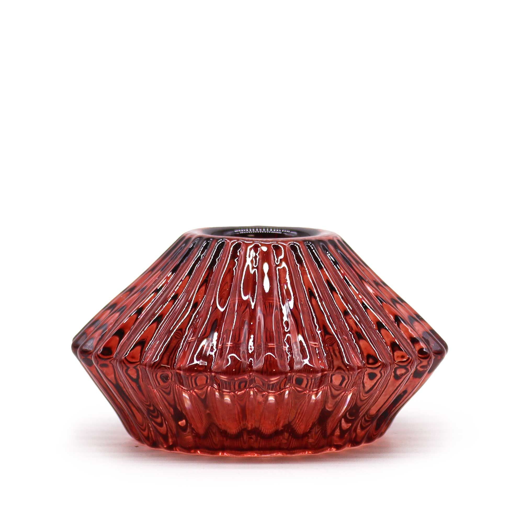 Bougeoir réversible à motif floral pour bougie de table/thé - Rouge Vampire