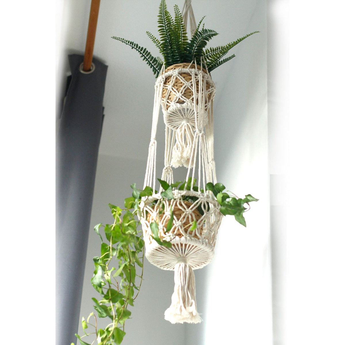 Jardinière en macramé double