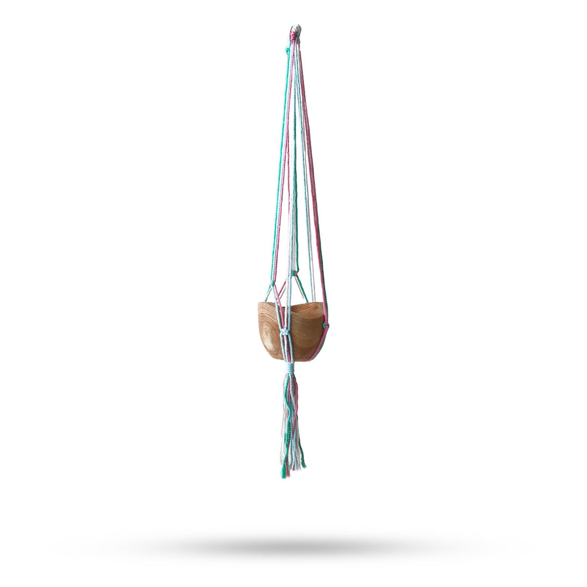 Jardinière classique en macramé - Pot moyen de terrasse aux teintes pastel
