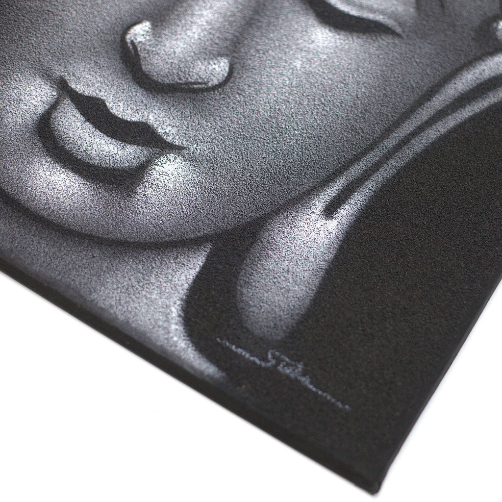 Tableau de Bouddha - Finition grise et sable