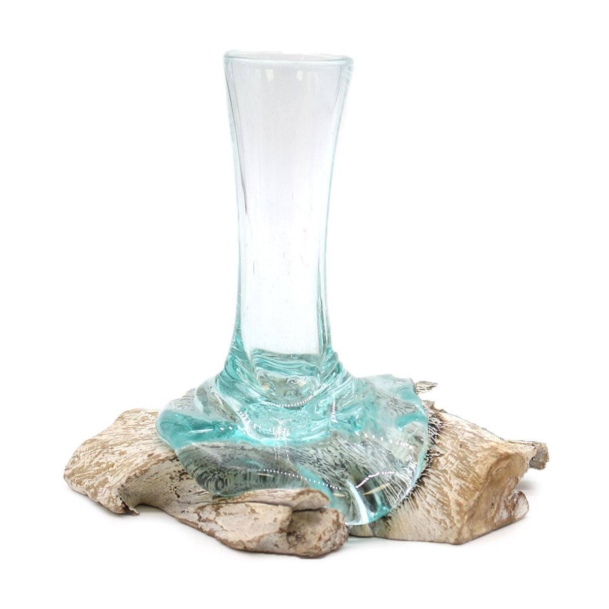 Vase en verre fusionné sur bois blanchi - Petit modèle