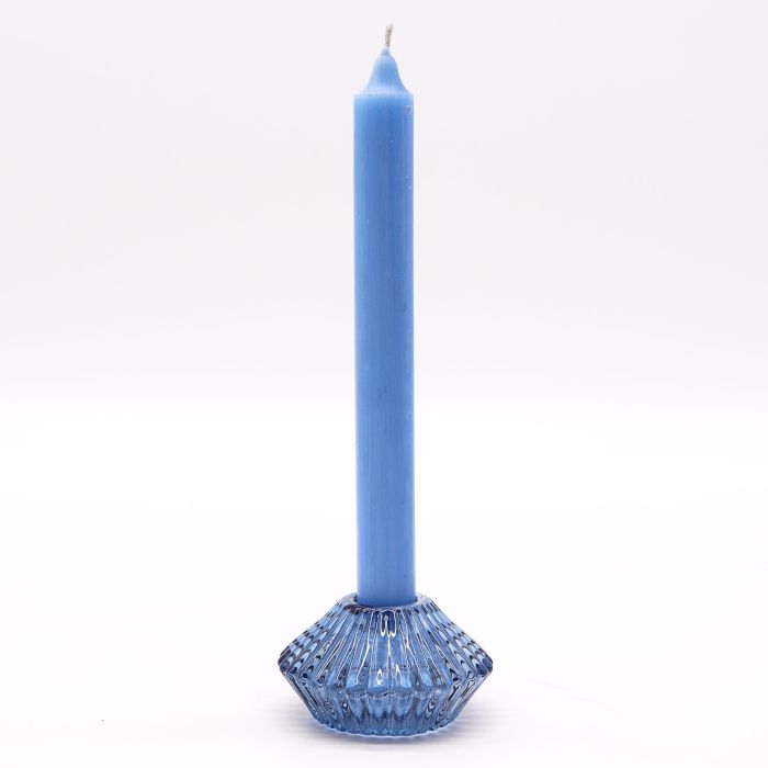 Bougeoir réversible à motif floral pour bougie de table/thé - Bleu