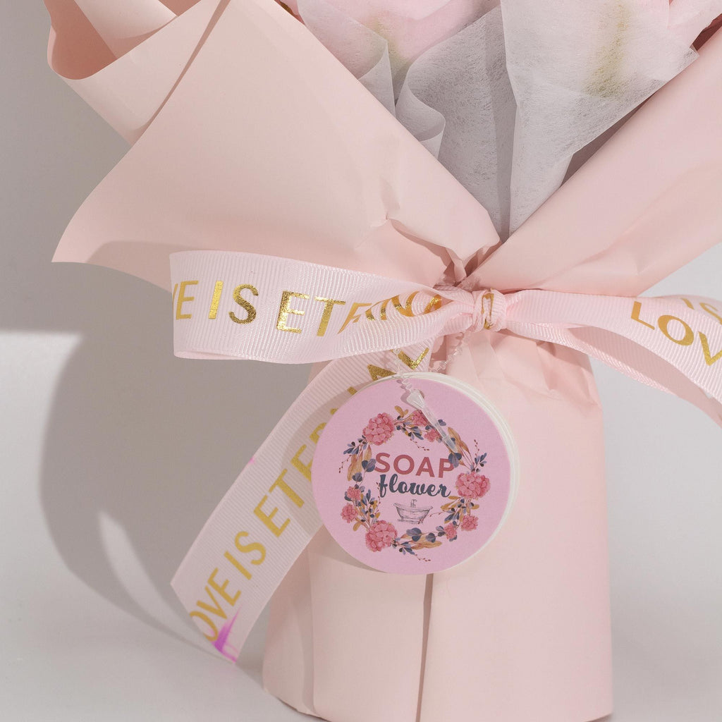 Grand bouquet de roses roses - L'amour est éternel - Carte cadeau