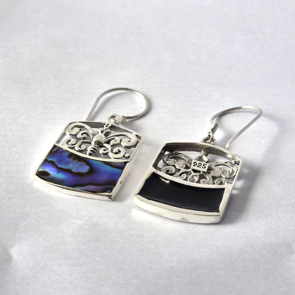 Boucles d'oreilles en coquillage et argent - Libellule - Ormeau