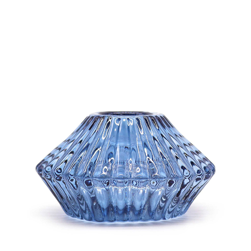 Bougeoir réversible à motif floral pour bougie de table/thé - Bleu